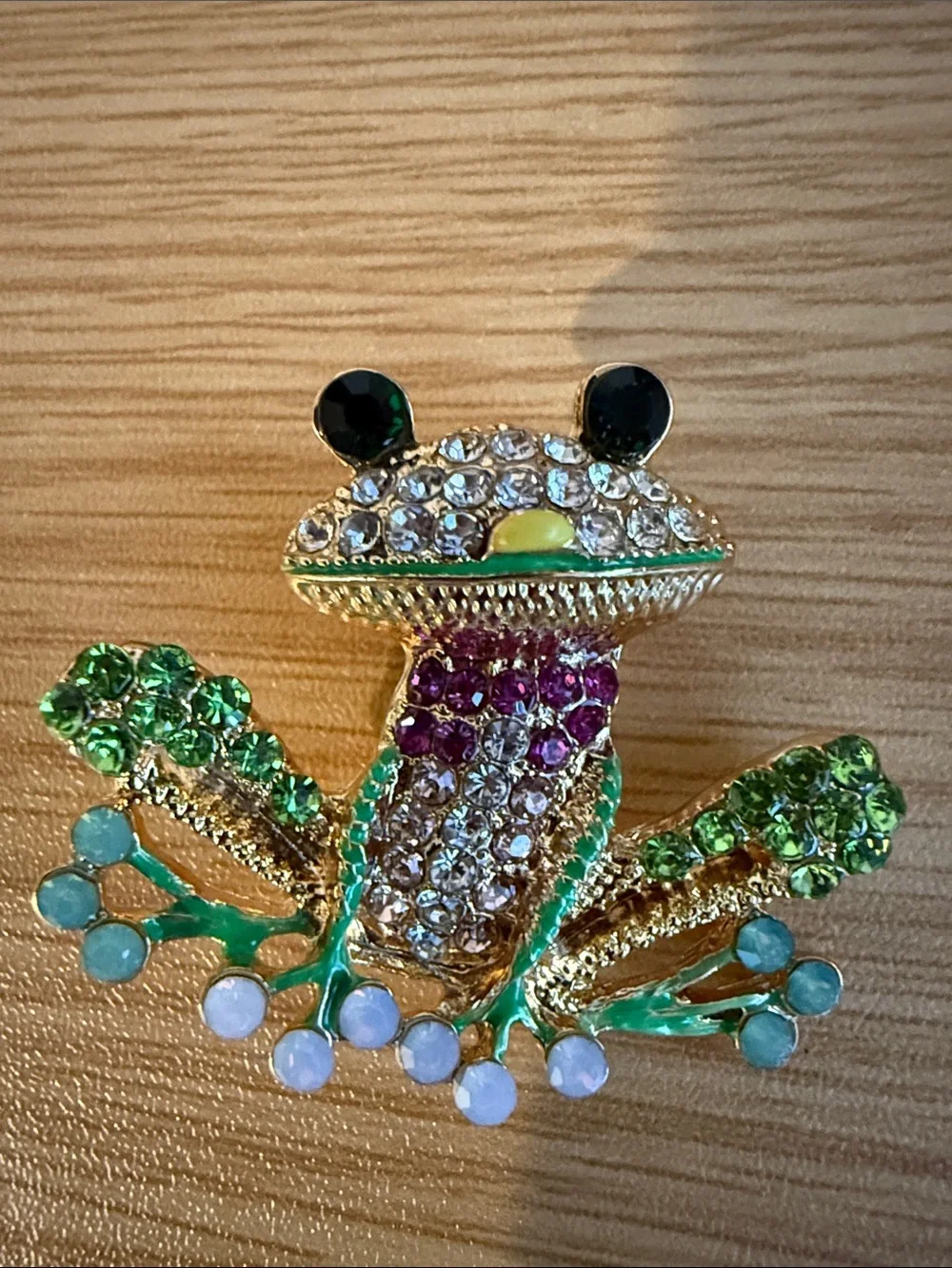 Colorful Frog Brooch with Crystal Accents Lapel Pin